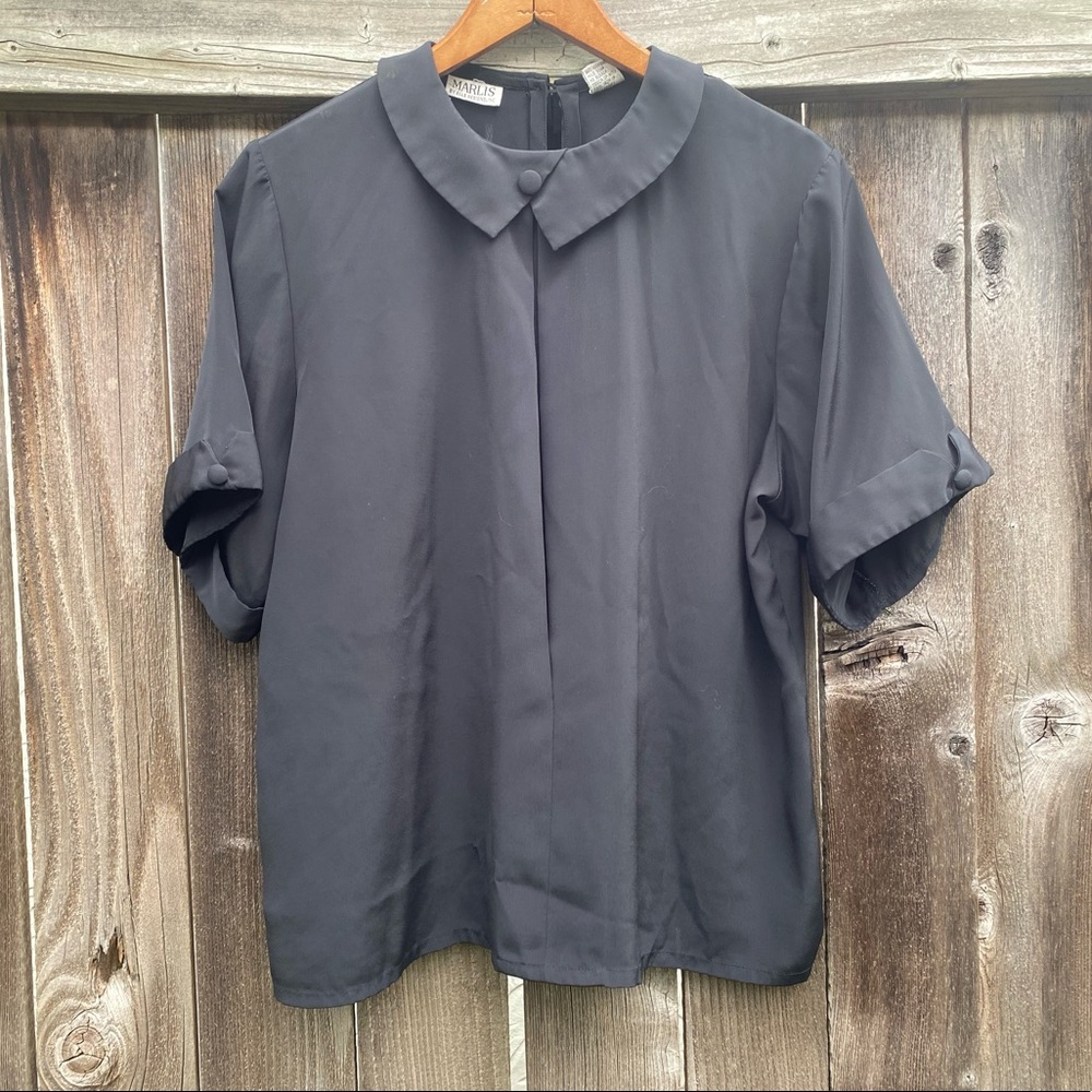 Vintage black shirt sleeve blouse Marlis S